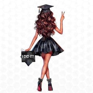 Graduation Girl Clipart Graduation High School College Senior Clipart Fashion Students Graduation Brown Curly Hair