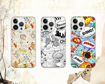 Comicbook Phone Case Pop art Cover for iPhone 17, 16e, 15, 14, 13, 12, 11, Google Pixel 10, 9 Pro, 8, 7A, Samsung S25 edge, S24 FE, A71, A36
