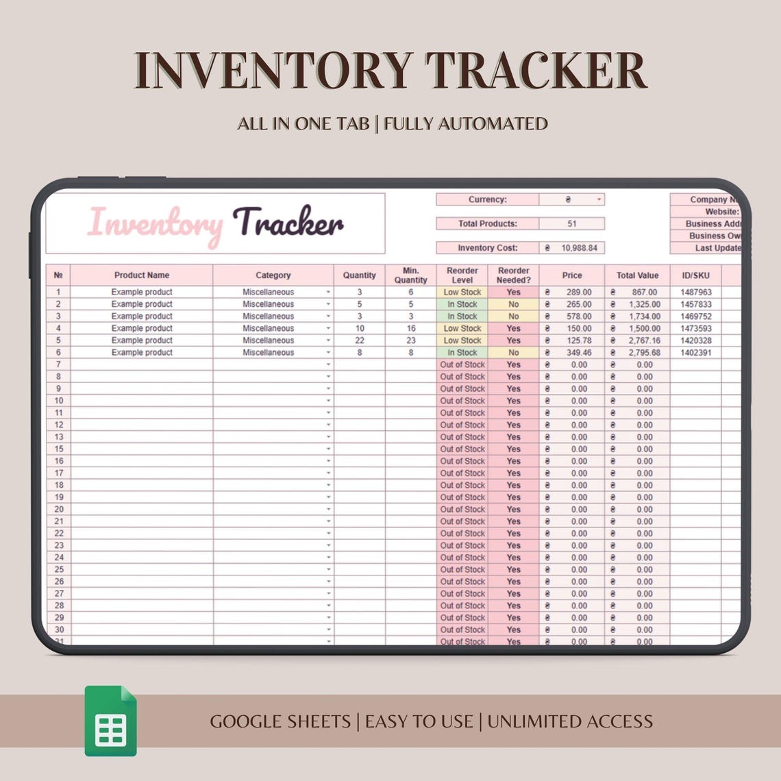 Inventory Tracker for Small Business Spreadsheet Template Inventory ...