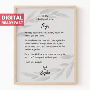 Regalo imprimible personalizado para amigas de larga distancia, regalo de despedida personalizado para mejores amigas, poema de almas gemelas, arte de pared digital descargable, n.° 1031a