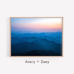 Blue Mountains, Smoky Mountain Wall Décor, Blue Ridge PRINTABLE, Modern Nature Sunrise Landscape, North Carolina Digital Download Wall Art