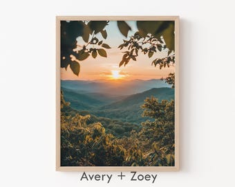 Blue Ridge Mountains Sunrise, Tennessee Mountainscape Wall Décor, North Carolina Landscape PRINTABLE, Great Smoky Sunset Digital Download