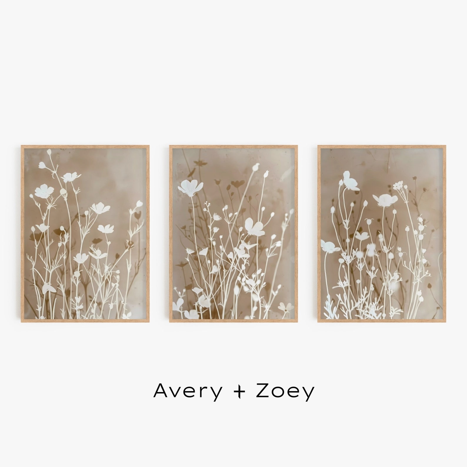 Minimalist Wildflowers Set of 3, Floral Botanical Prints, Boho Flower ...