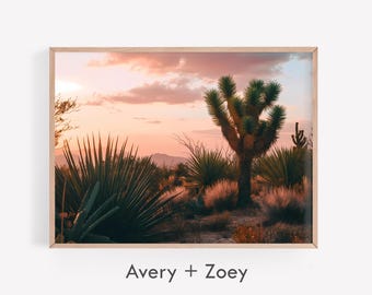 Joshua Tree landschap, muur decor California National Park, Southwest Desert AFDRUKBARE kunst, woestijnfotografie digitale download kunst