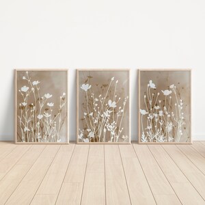 Minimalist Wildflowers Set of 3, Floral Botanical Prints, Boho Flower ...