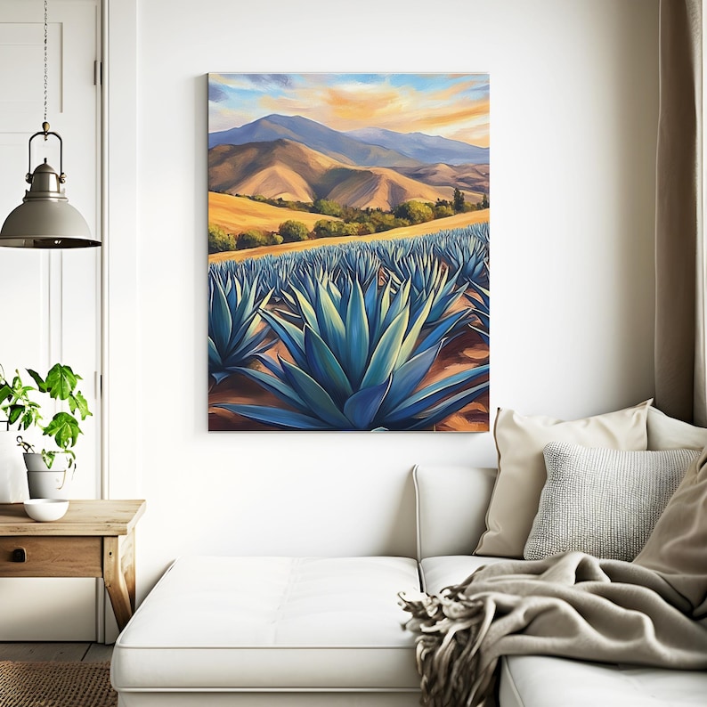 Agave Desert, Arizona Desert Mountain Wall Décor, Southwestern Cactus ...