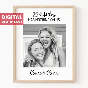 Spersonalizowany prezent dla przyjaciela z daleka do wydrukowania, prezent na pożegnanie z niestandardową wersją BFF Bestie, zdjęcie Soul Sisters do pobrania w wersji cyfrowej, #1015a