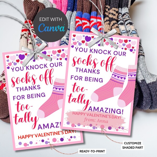 Socks Valentine Printable Tag | Socks Off | Instant Download | VDay Party Diy Printable Tags | Friend Classmate Coworker