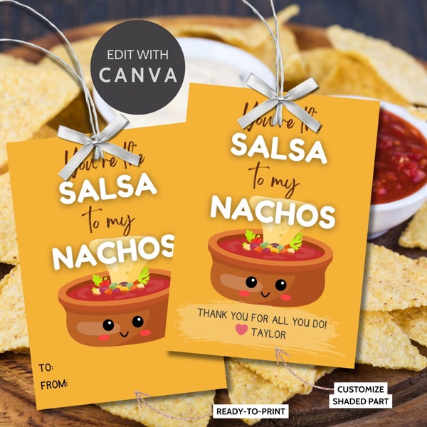 Cinco De Mayo Gift Tag | Teacher Appreciation Week | Food Pun Gift Tags | Youre the Salsa to My Nachos | Thank You Food Tag | Nachos Salsa