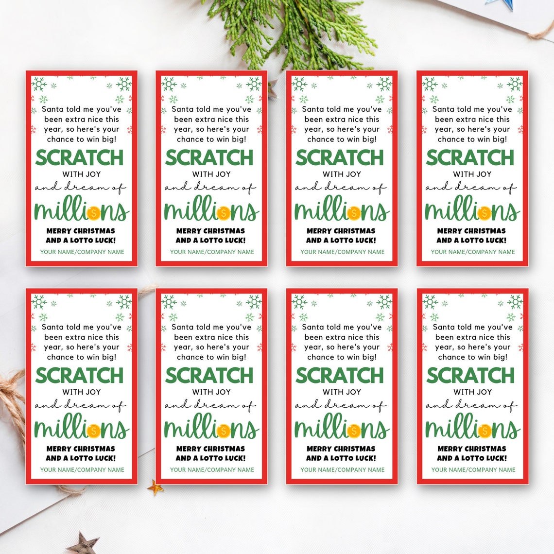 Printable Lotto Gift Tag, Lottery Editable Tag, Scratchers Gift Tag ...