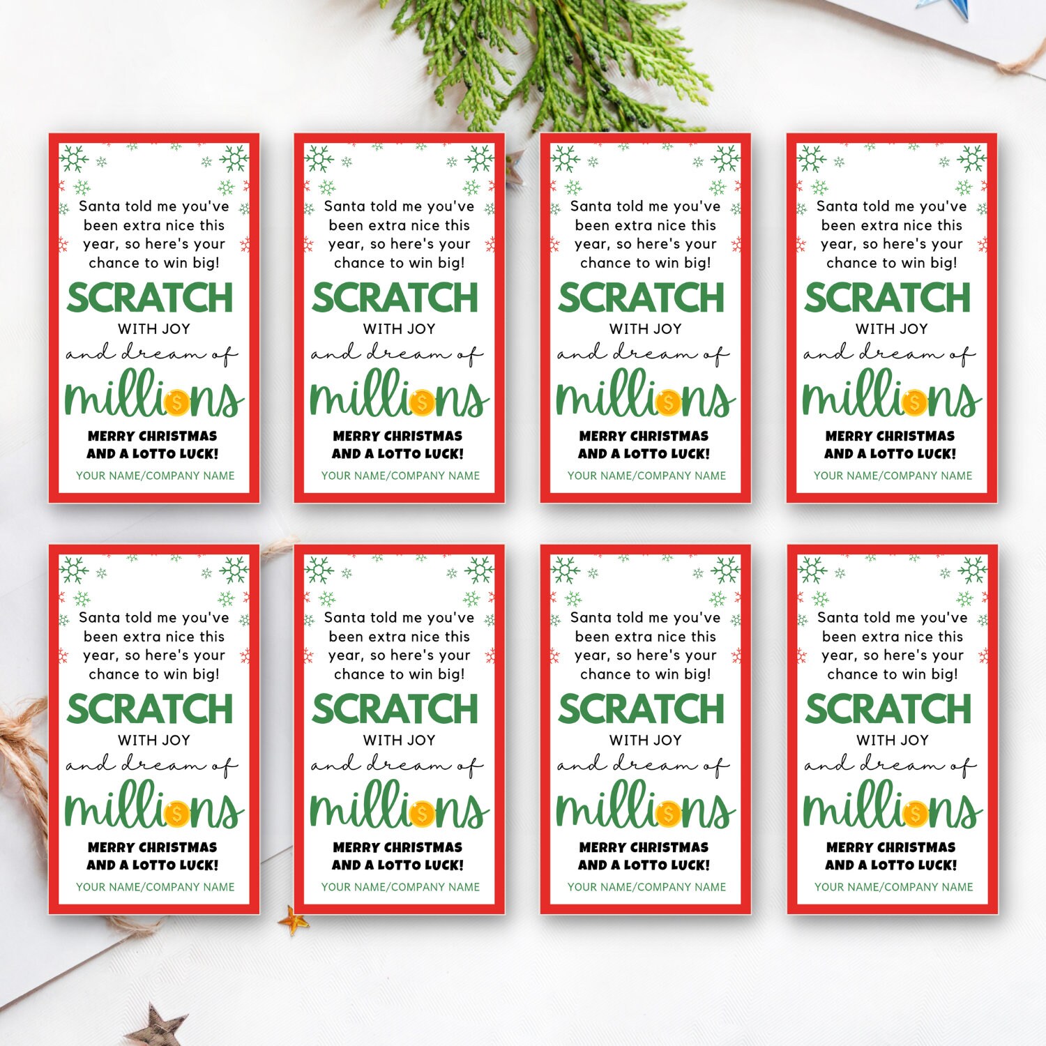 Printable Lotto Gift Tag, Lottery Editable Tag, Scratchers Gift Tag