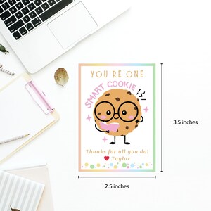 Cookie Teacher Appreciation Gift Tag One Smart Cookie Staff Educator ...