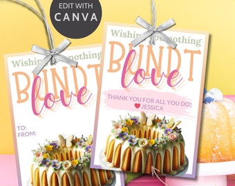 Bundt Cake / Mini Bundt Cake / Wishing You Nothing Bundt / Etichetta regalo di apprezzamento per l'insegnante / Etichette regalo di apprezzamento per la torta del personale dipendente