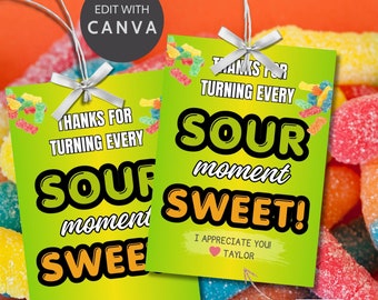Sour Patch Geschenkanhänger | Druckbarer Sauer-Patch-Tag | Saure Süßigkeiten zum Valentinstag | Wassermelonen-Sauerbonbon | Valentinstag im Klassenzimmer | Teamgeschenke