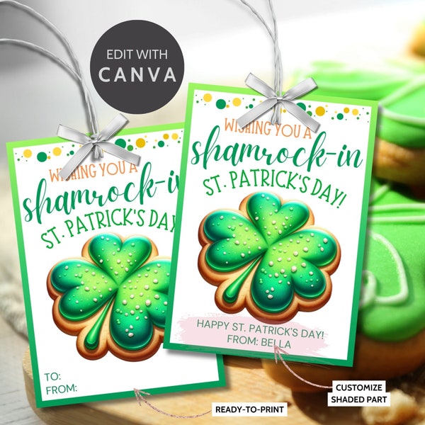 Shamrock Cookies St Patricks Day Baking Tag St Paddys Shamrockin Classmate Employee Staff Coworker Friend Client Customer Lender Teacher