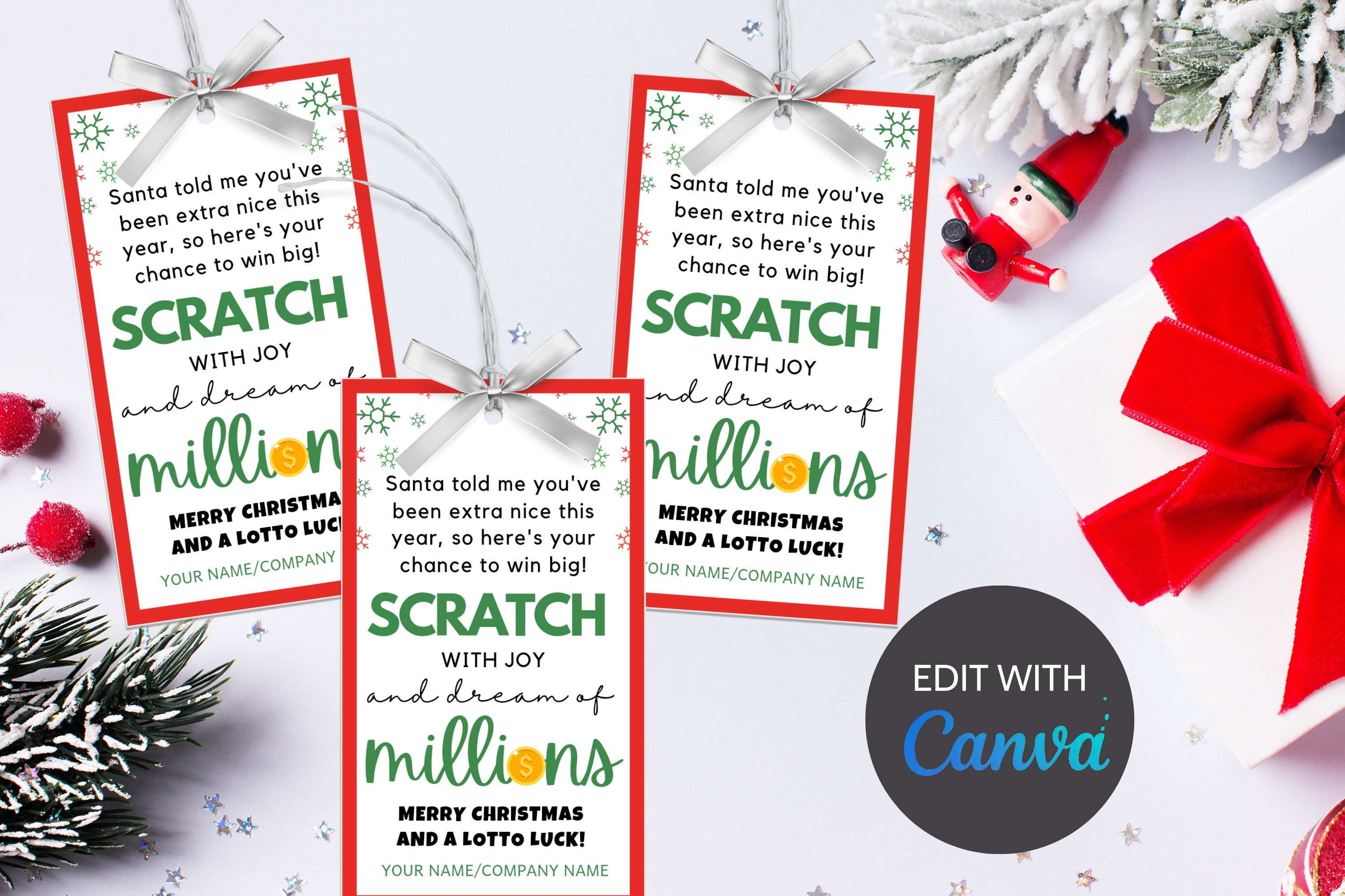 Printable Lotto Gift Tag, Lottery Editable Tag, Scratchers Gift Tag, Personalize With Canva ...