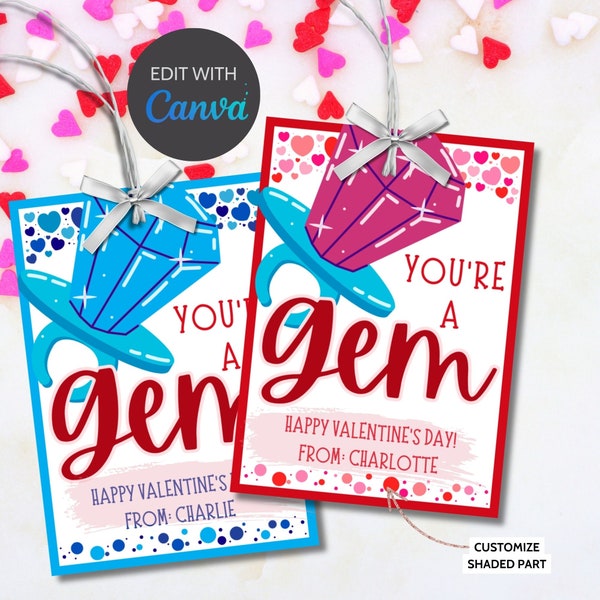 Ring Pop Gem Youre a Gem Valentines Printable Girl Boy | Kids Classmate Classroom Friend Valentine | Instant Download | Kids Valentines Card