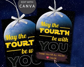 Etiquettes cadeaux Star Wars | Tag imprimable le 4 mai | Téléchargement immédiat Étiquette « May The Fourth Be With You » | Le 4 mai