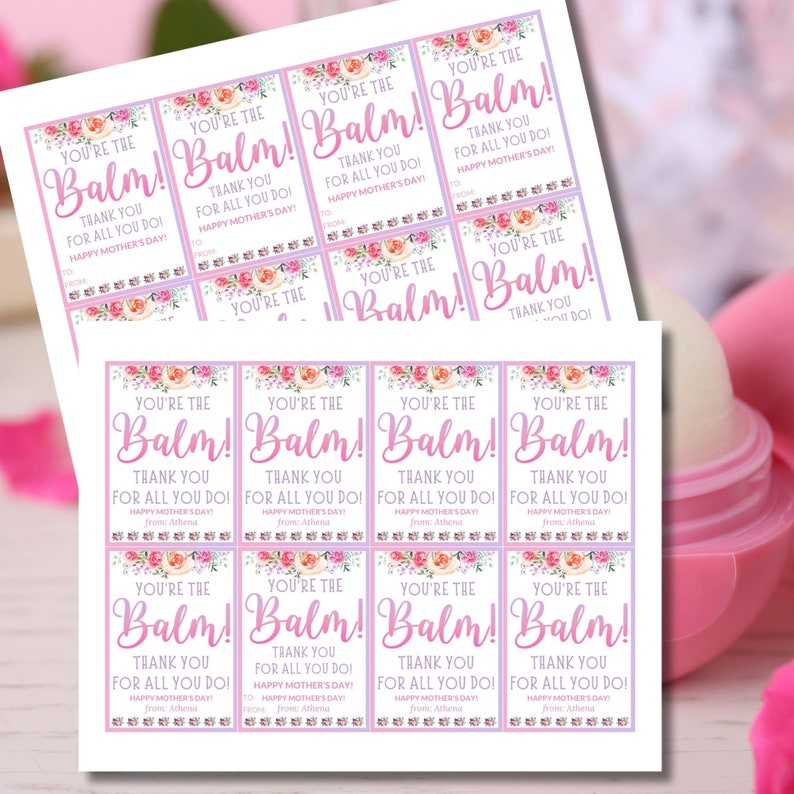 Lip Balm Valentine Mothers Day Printable Youre the Balm Balm Chapstick ...