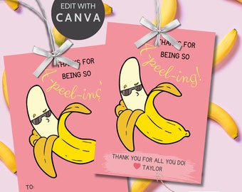 Cinco De Mayo Geschenkanhänger | Woche der Lehreranerkennung | Food Pun Geschenkanhänger | Danke, dass du so nett bist | Dankeschön-Food-Tag | Punny-Banane