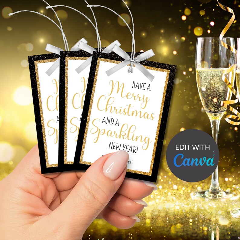 Printable Champagne Tag, Sparkling New Year Tag, New Year Tag ...