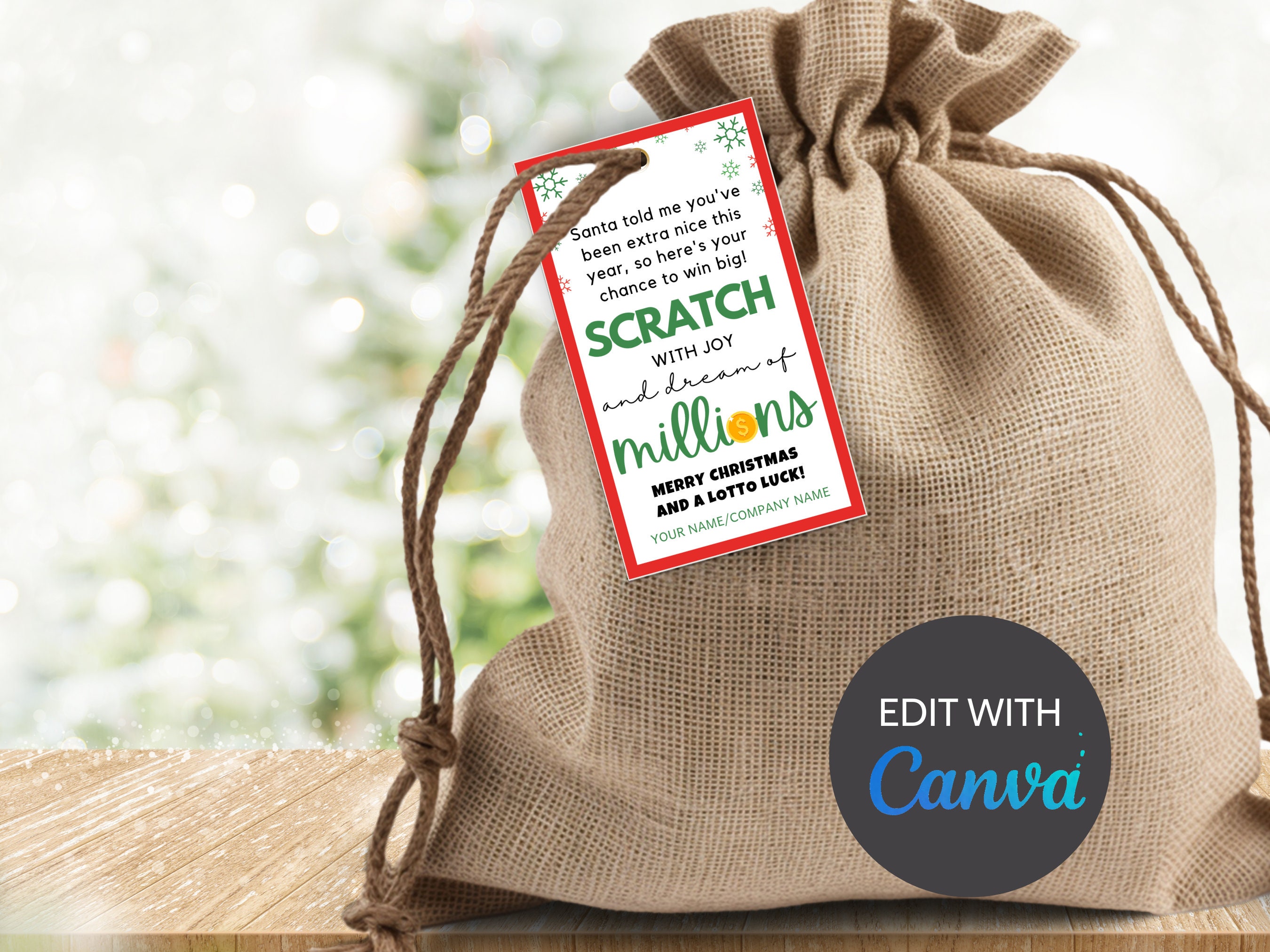 Printable Lotto Gift Tag, Lottery Editable Tag, Scratchers Gift Tag ...