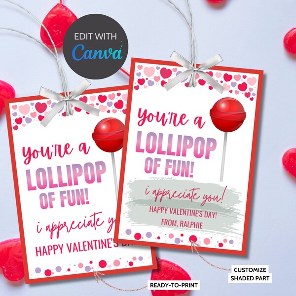 Sucker Valentine Printable Tag, Lollipop Valentine Tag, School Tag, School Valentine, Printable Valentine, I'm A Sucker For You