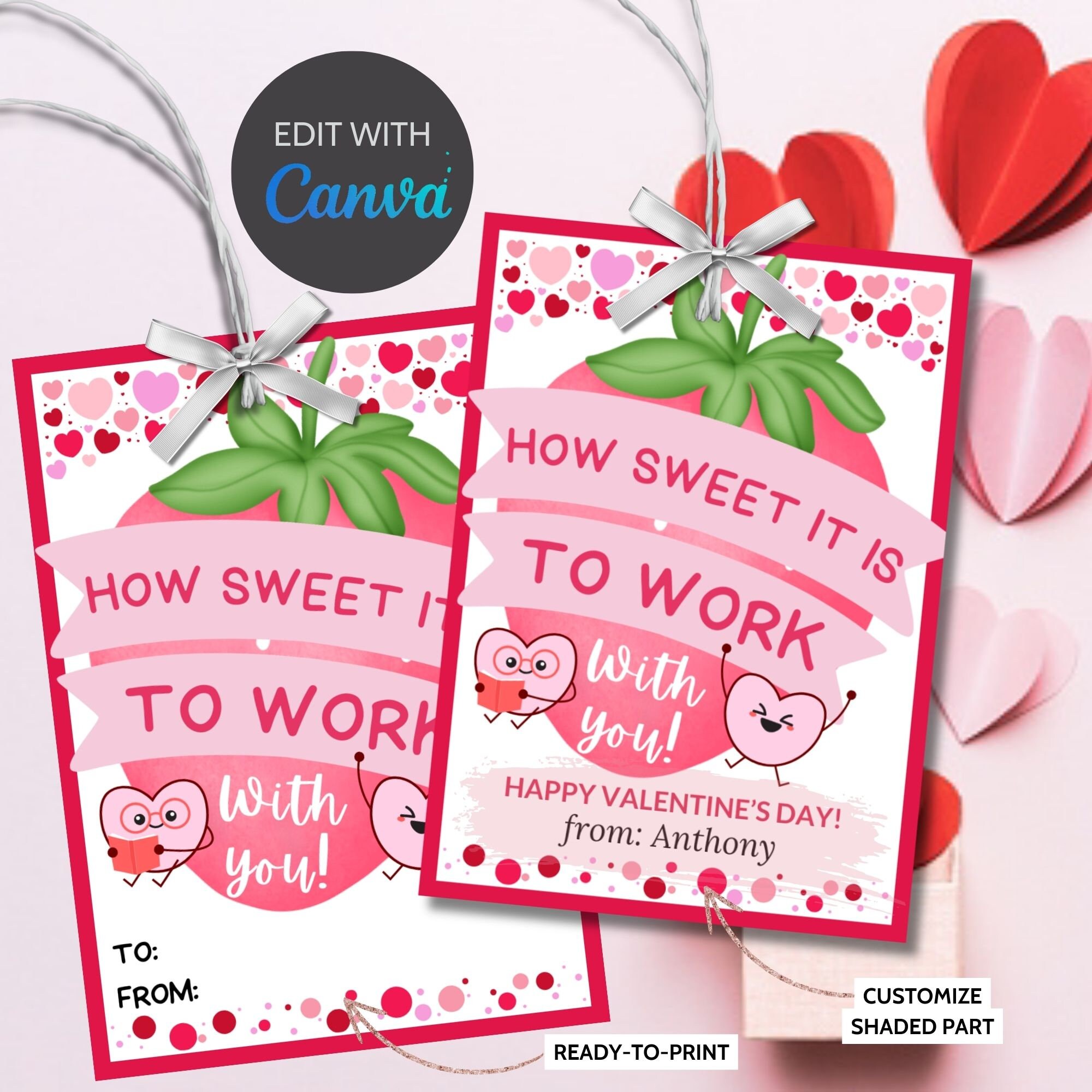 How Sweet It is to Work With You Valentine Tag Coworker Client Staff