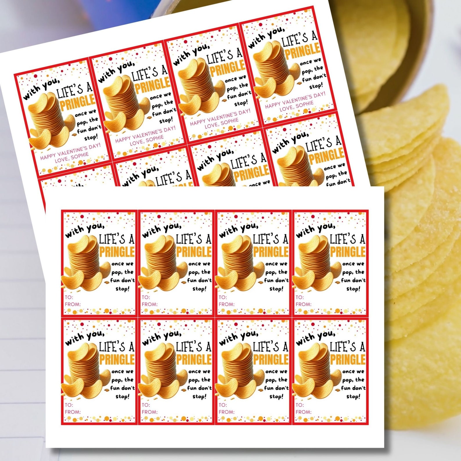 Pringles Snack Chip Valentine Printable Tag Digital Download for ...