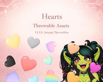 Pastel Heart T.I.T.S. Throwables | 12 Heart PNG Stream Assets | Twitch & VTuber Redeems