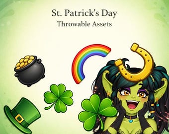 St. Patrick’s Day T.I.T.S. Throwables | 6 Lucky PNG Stream Assets | Twitch & VTuber Redeems