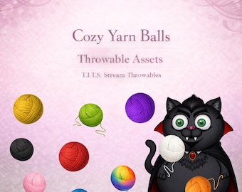 Cozy Yarn Ball T.I.T.S. Throwables | 10 Yarn PNG Stream Assets | Twitch & VTuber Redeems