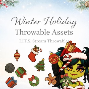 Holiday T.I.T.S. Bundle - 12 Transparent PNG Throwables for VTuber Streamers | Christmas Stream VTuber Assets