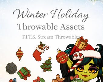 Holiday T.I.T.S. Bundle - 12 Transparent PNG Throwables for VTuber Streamers | Christmas Stream VTuber Assets