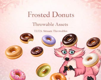Frosted Donut T.I.T.S. Throwables | 10 Donut PNG Stream Assets | Twitch & VTuber Redeems