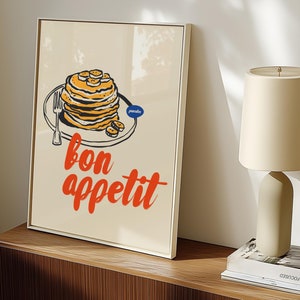 Bon Appetit Art Print, Hand-Drawn Illustration, Aesthetic Fun Wall Art, Trendy Bar Cart or Kitchen Poster