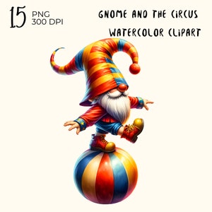 15 png-bestanden: kabouter en het circus, zomerkabouter, aquarel kabouter png, aquarel png clipart, digitale download, kaarten maken