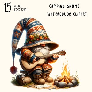 15 archivos PNG: Gnomo de camping, gnomo de acuarela, descarga digital, creación de tarjetas, manualidades digitales con papel