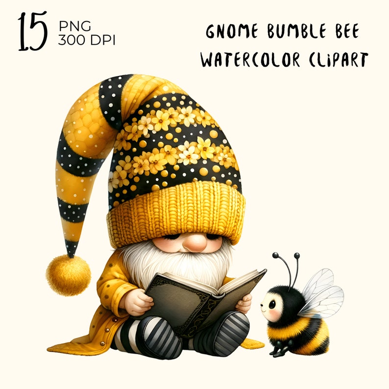 Gnome Bumble Bee PNG Clipart: 15 Digital Files (Digital Download) image 5