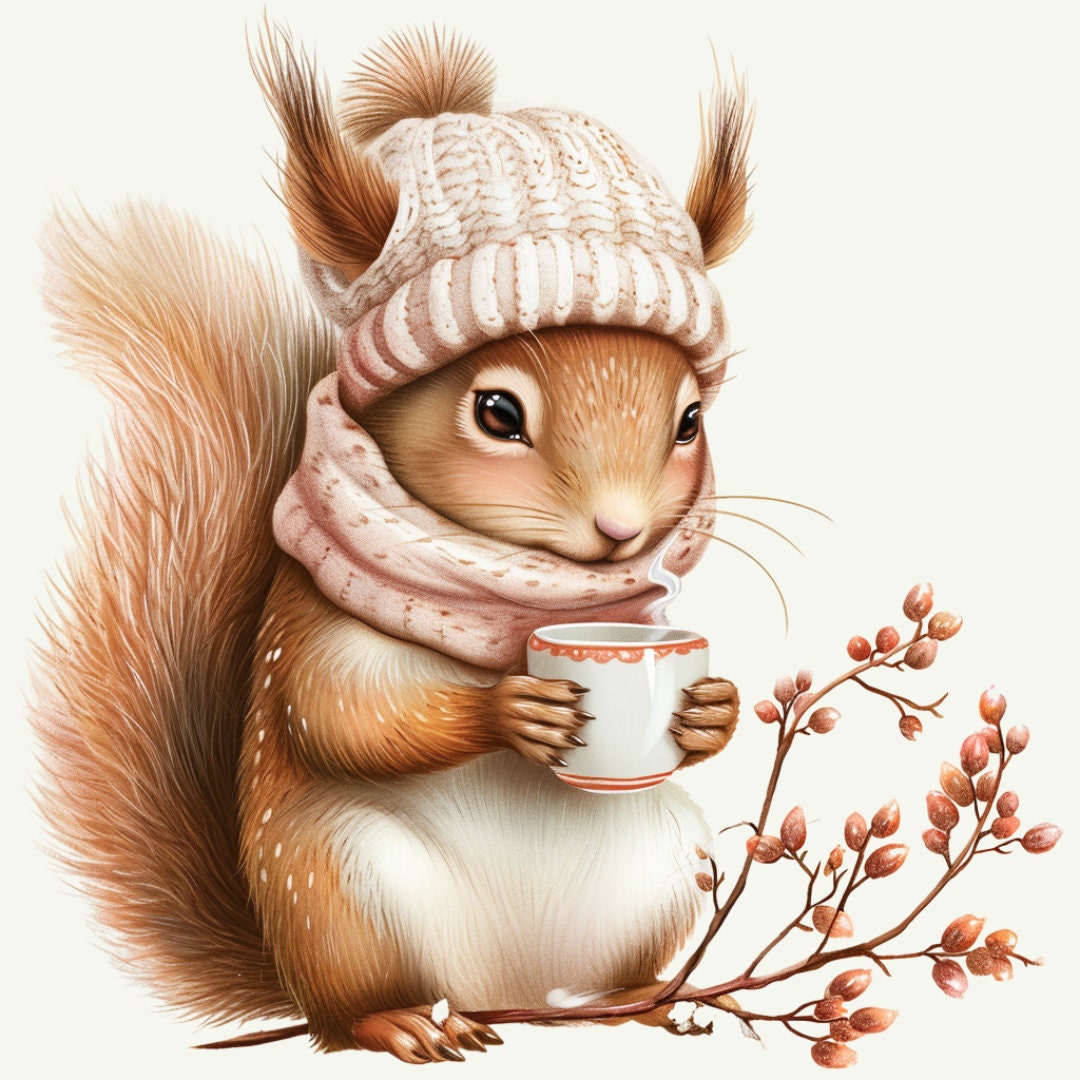 10 PNF Files : Squirrel Tea , Squirrel Png, Digital Download, Card ...