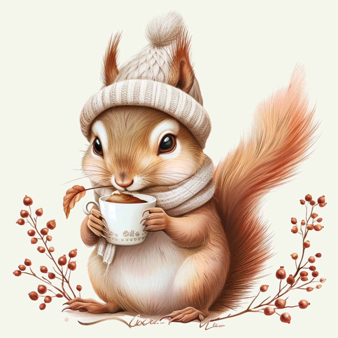 10 PNF Files : Squirrel Tea , Squirrel Png, Digital Download, Card ...