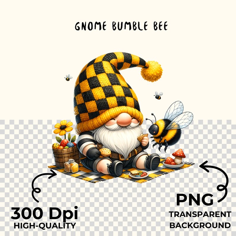 Gnome Bumble Bee PNG Clipart: 15 Digital Files (Digital Download) image 8