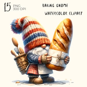 15 PNG Files : Baking gnome, gnome clipart, gnome png, gnome clipart png, watercolor gnome, clipart gnome png
