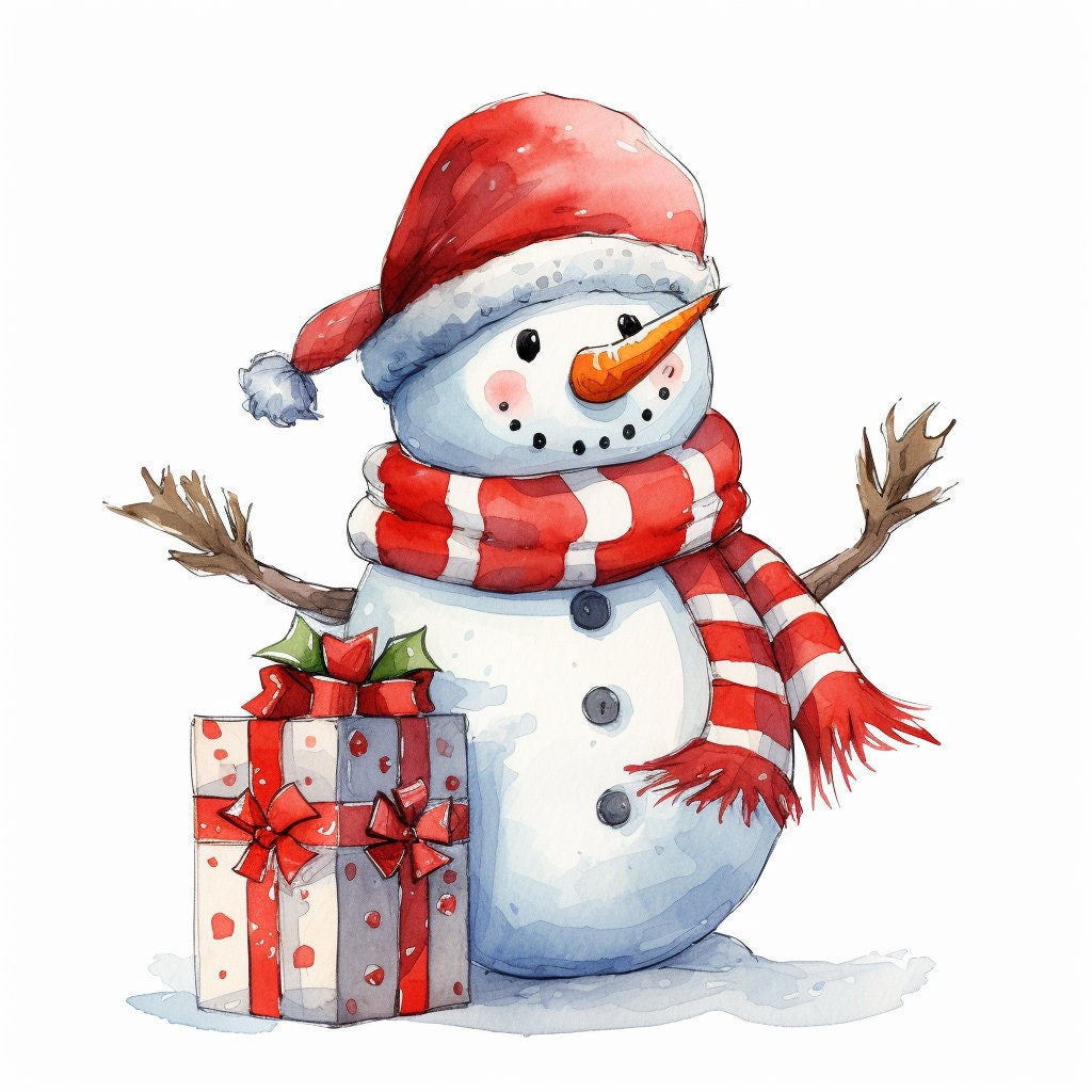 Set of Christmas Snowman Clipart 16 High Quality Jpgs, Merry Christmas ...