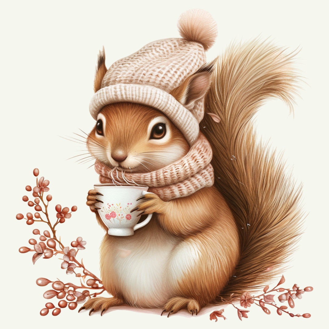 10 PNF Files : Squirrel Tea , Squirrel Png, Digital Download, Card ...