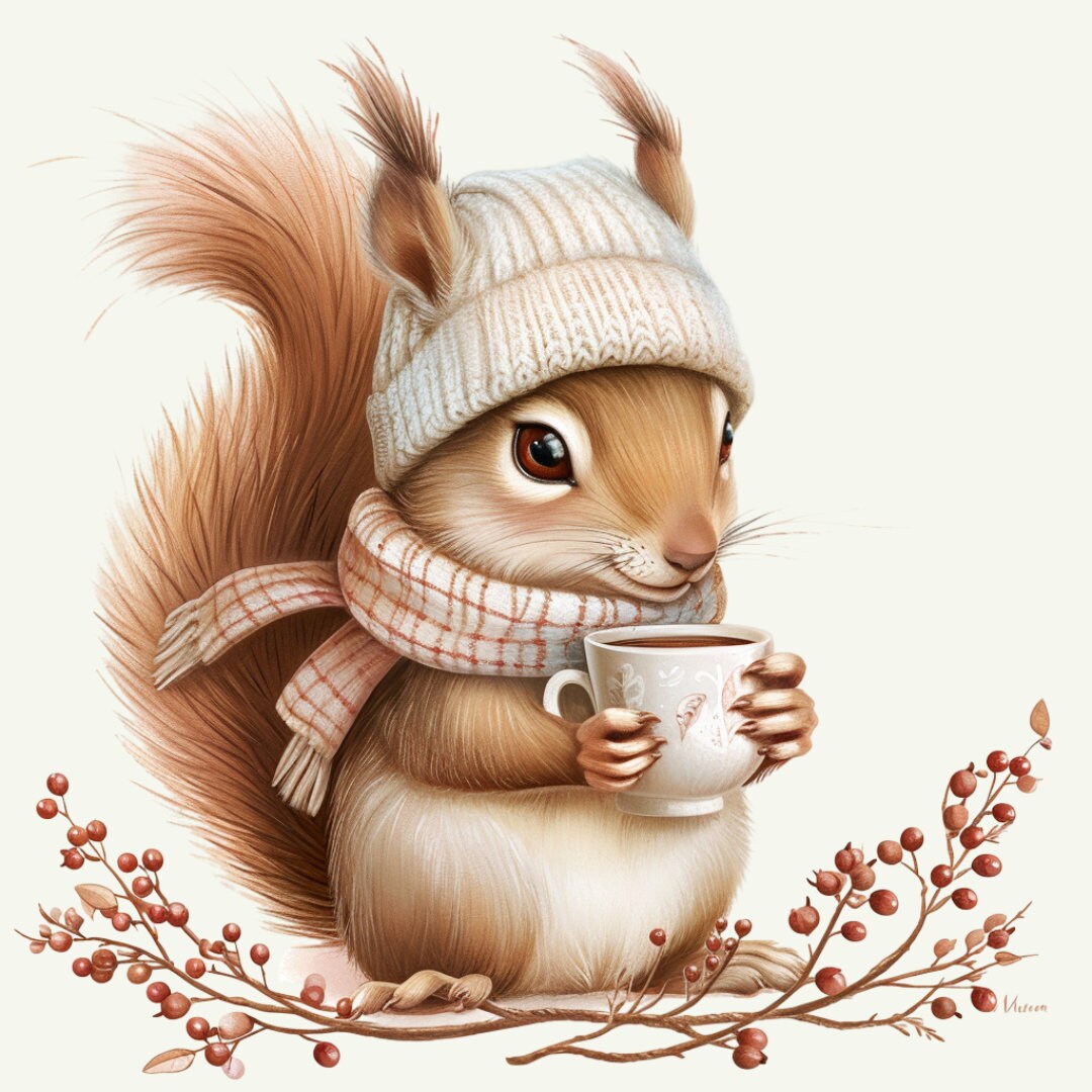 10 PNF Files : Squirrel Tea , Squirrel Png, Digital Download, Card ...