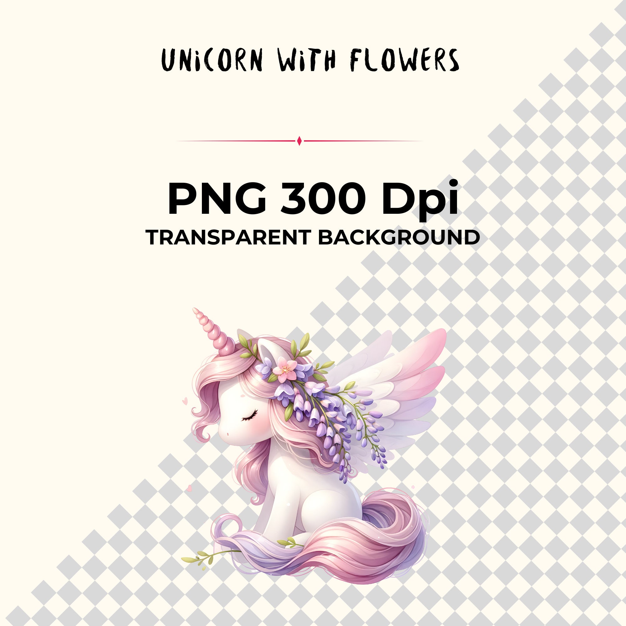 Watercolor Unicorn Clipart: Cute Unicorn With Flowers, PNG Files ...