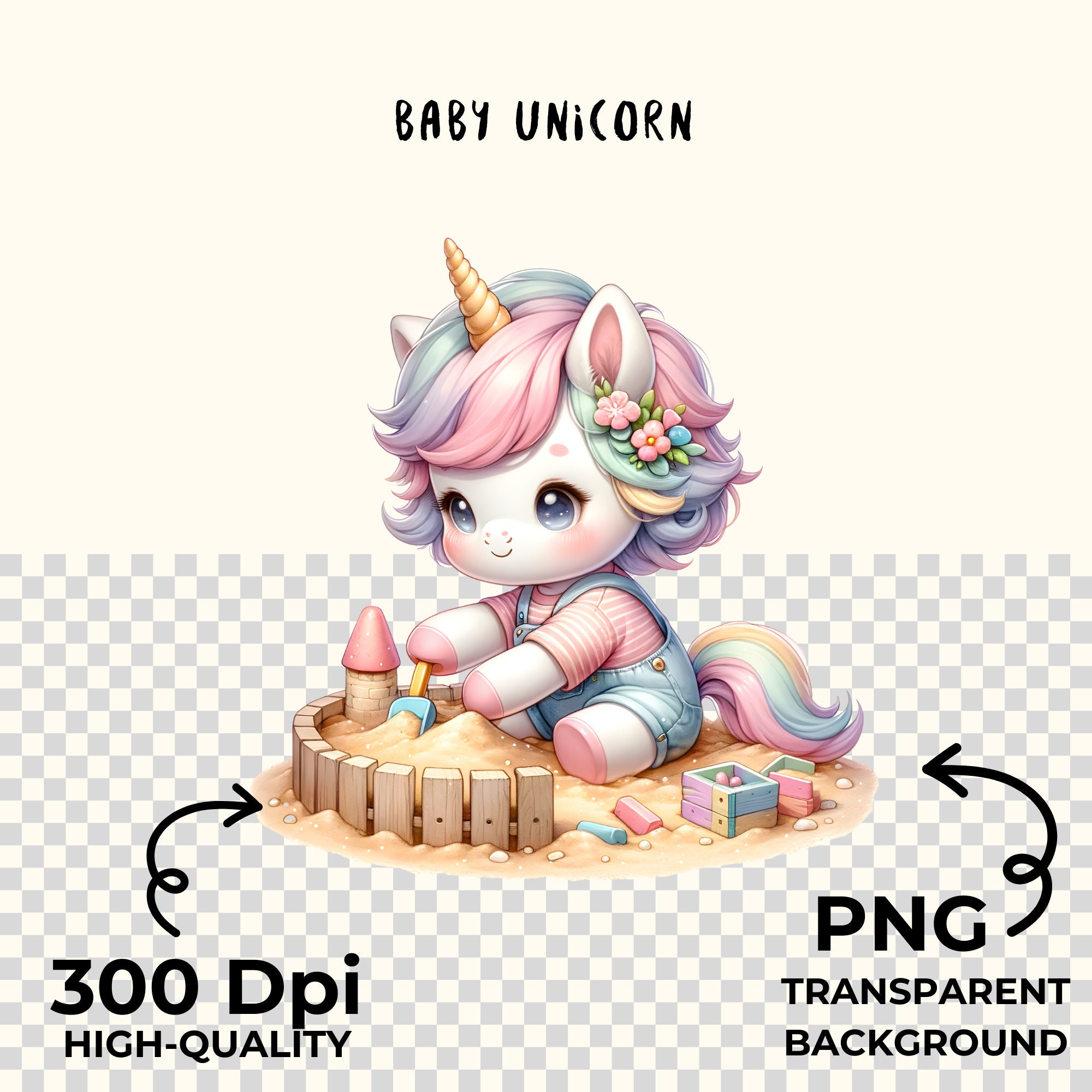 Watercolor Baby Unicorn Clipart: Kawaii PNG Files (digital Download) - Etsy