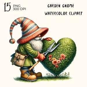 Watercolor Garden Gnome PNG Clipart: Summer Gnomes (Digital Download)
