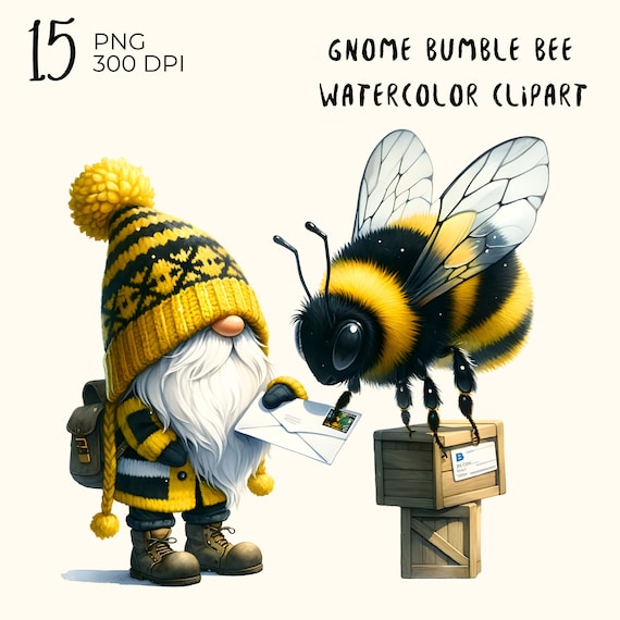 Gnome Bumble Bee PNG Clipart: 15 Digital Files (Digital Download)